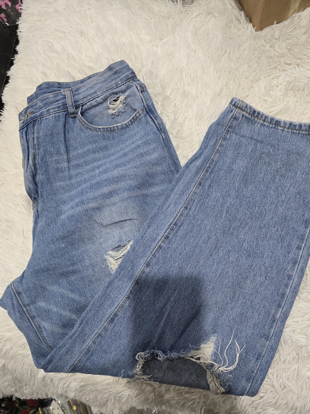 SHEIN XXL Light Wash Distressed Mom Jeans Fits Like Size 14